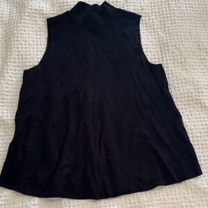 Loft Sleeveless Mock Neck Black Ribbed Women's Top Sz S
